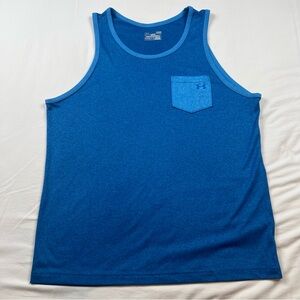 Under Armour Men’s Blue Tank Top Size L HeatGear Athletic Gym Workout Shirt